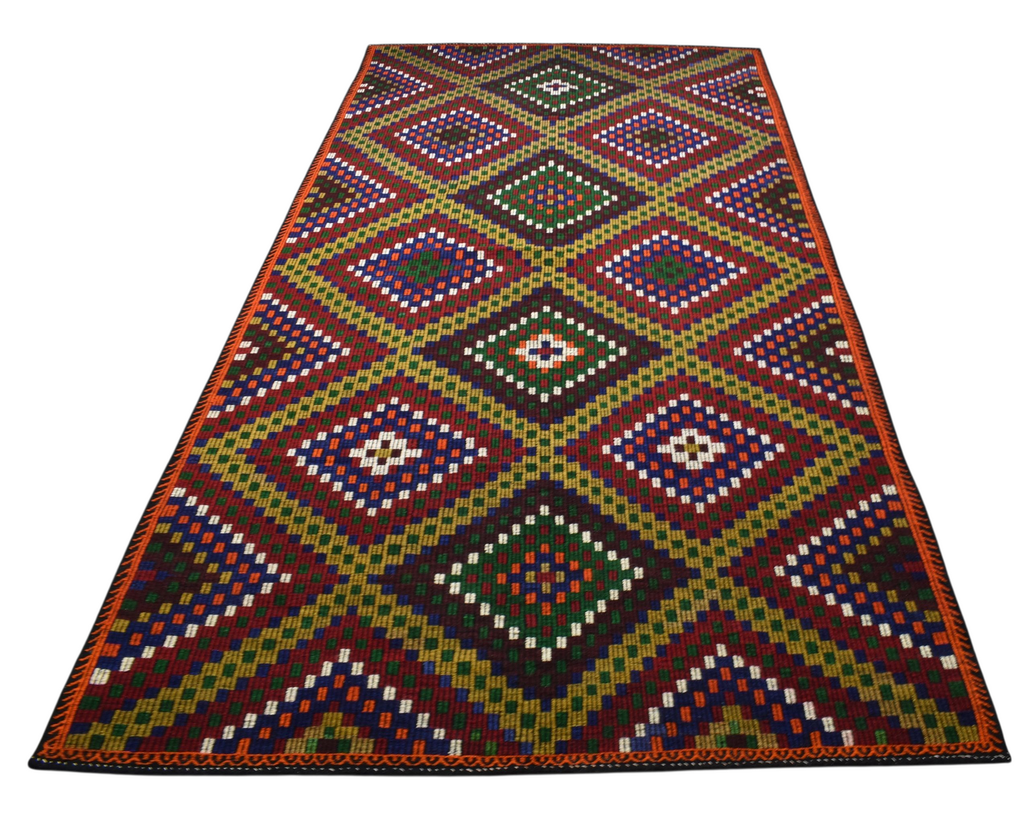 Kilim Antik El Dokuması Uşak Yörük Cecim Yün Kilim 0603 - Yeni - Çok Renkli
