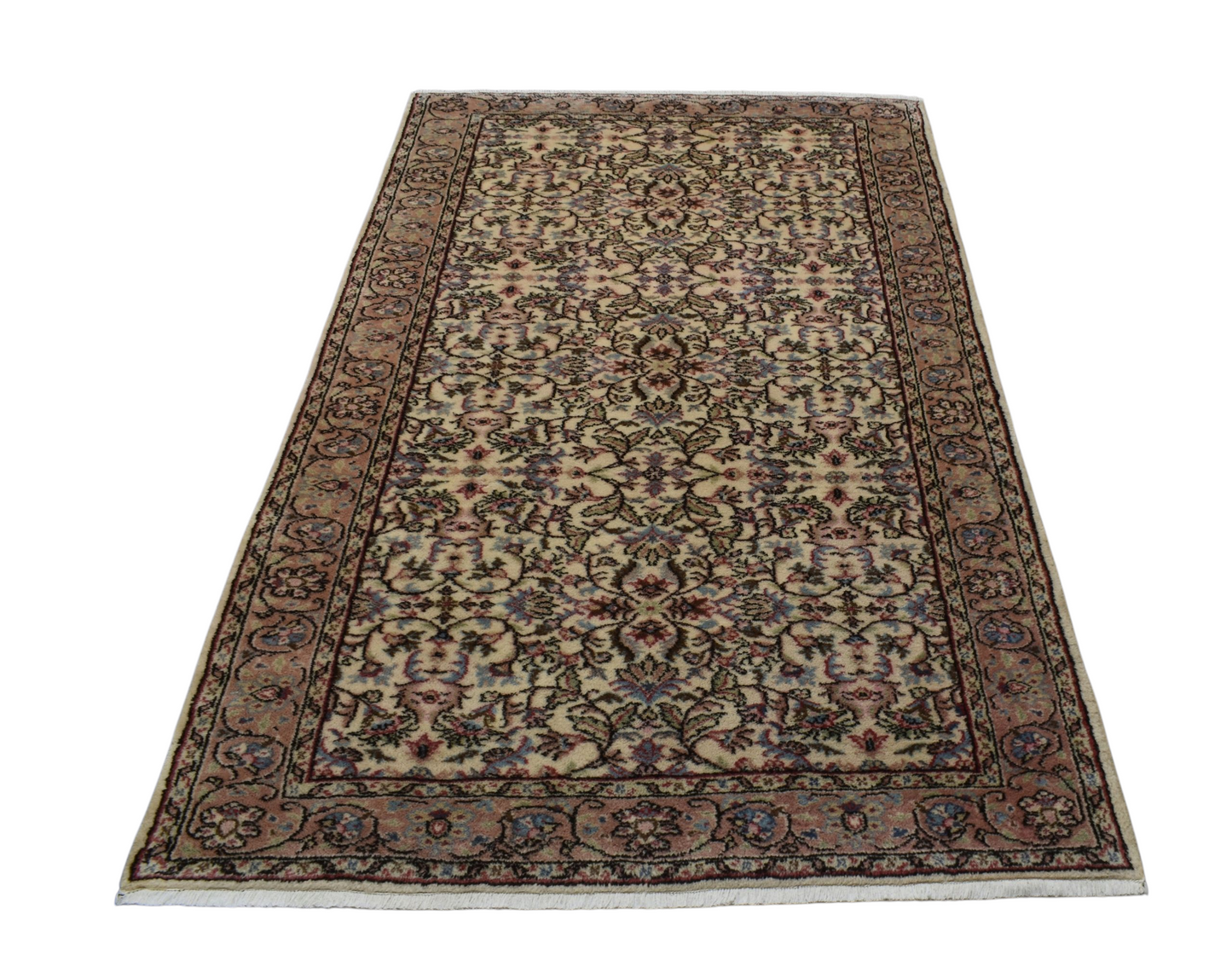 Kilim Antik El Dokuma Çiçekli İzmir Foça Yün Halı 0608 - Yeni - Krem Bej