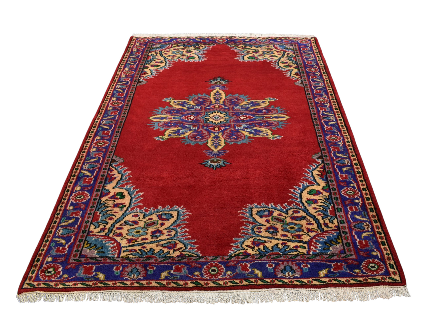 Kilim Antik El Dokuma Göbekli Çiçekli Manisa Yün Halı 0609 - Yeni - Çok Renkli