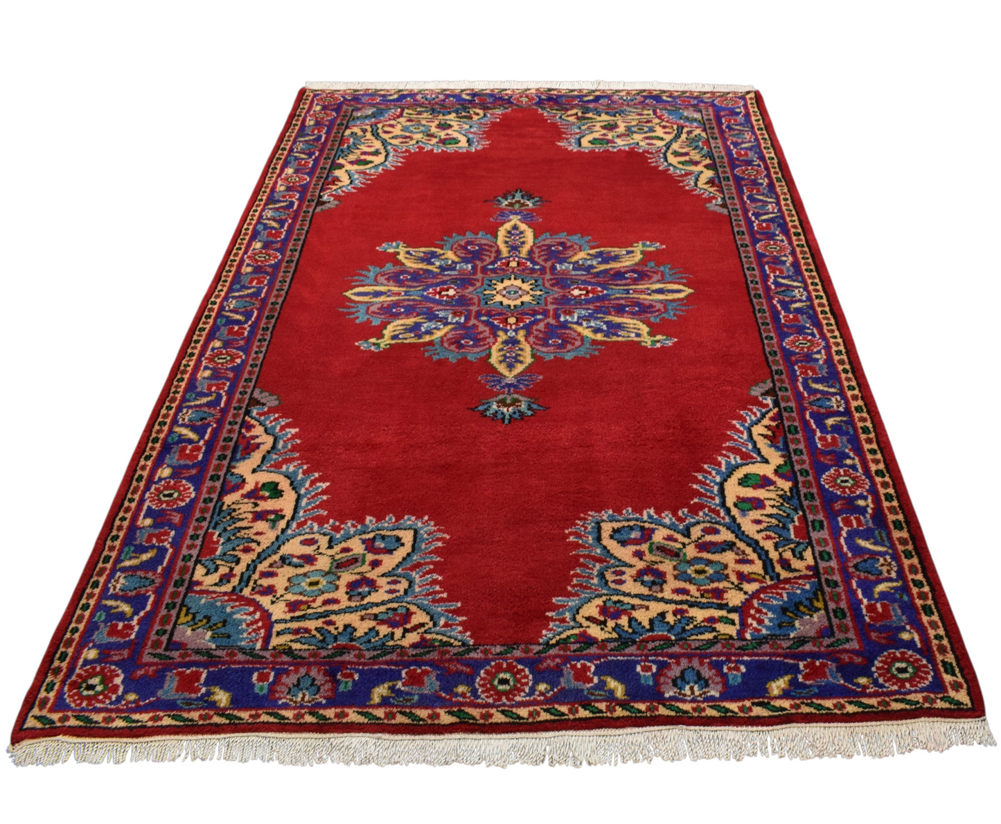 Kilim Antik El Dokuma Göbekli Çiçekli Manisa Yün Halı 0609 - Yeni - Çok Renkli