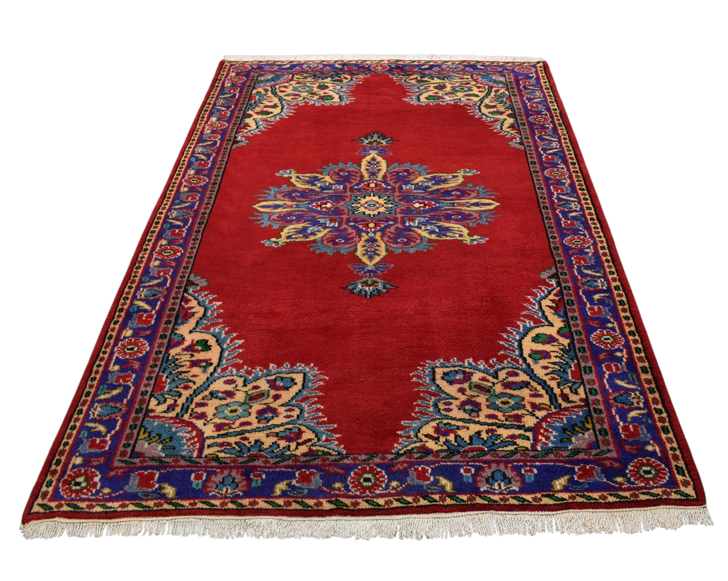 Kilim Antik El Dokuma Göbekli Çiçekli Manisa Yün Halı 0609 - Yeni - Çok Renkli