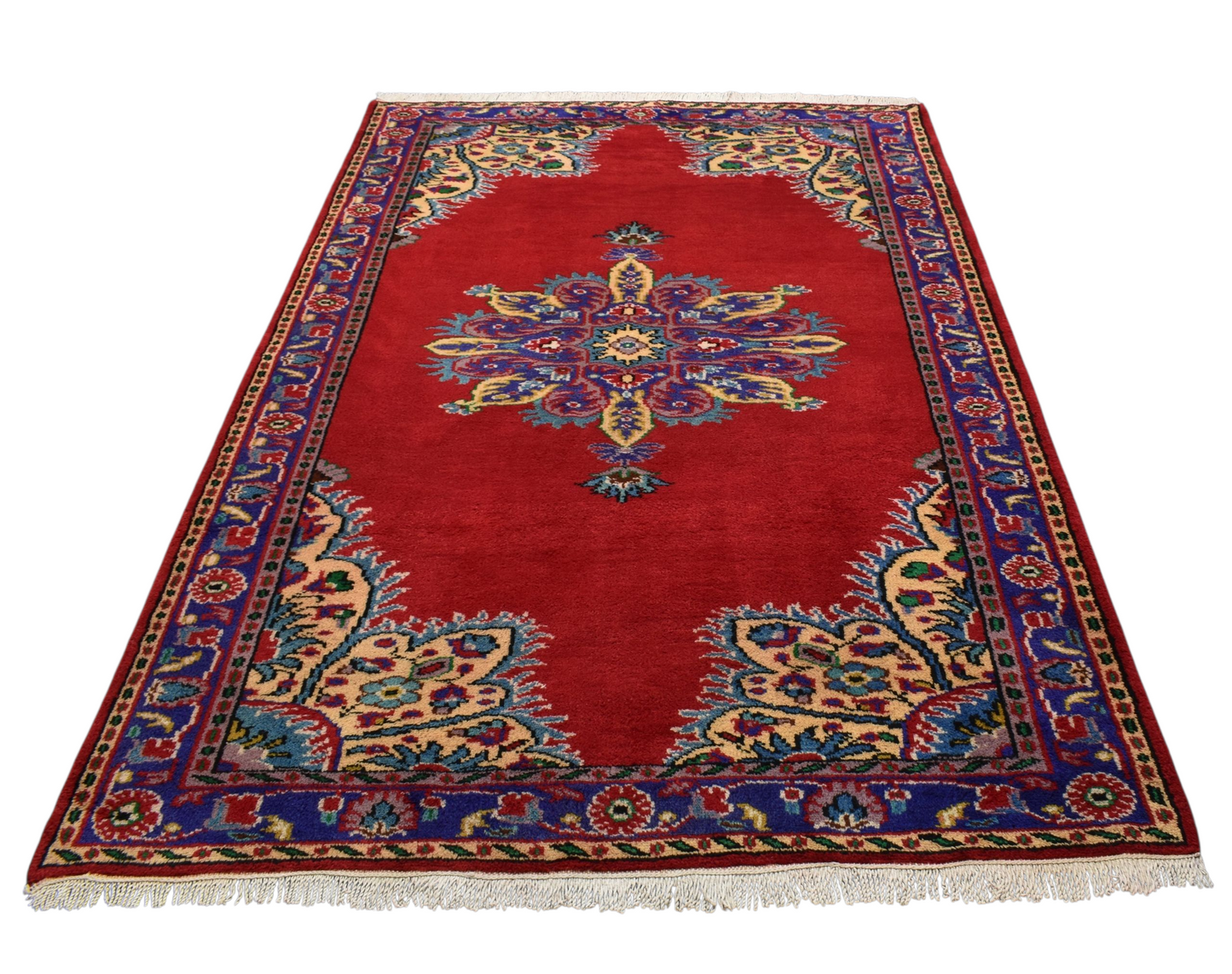 Kilim Antik El Dokuma Göbekli Çiçekli Manisa Yün Halı 0609 - Yeni - Çok Renkli