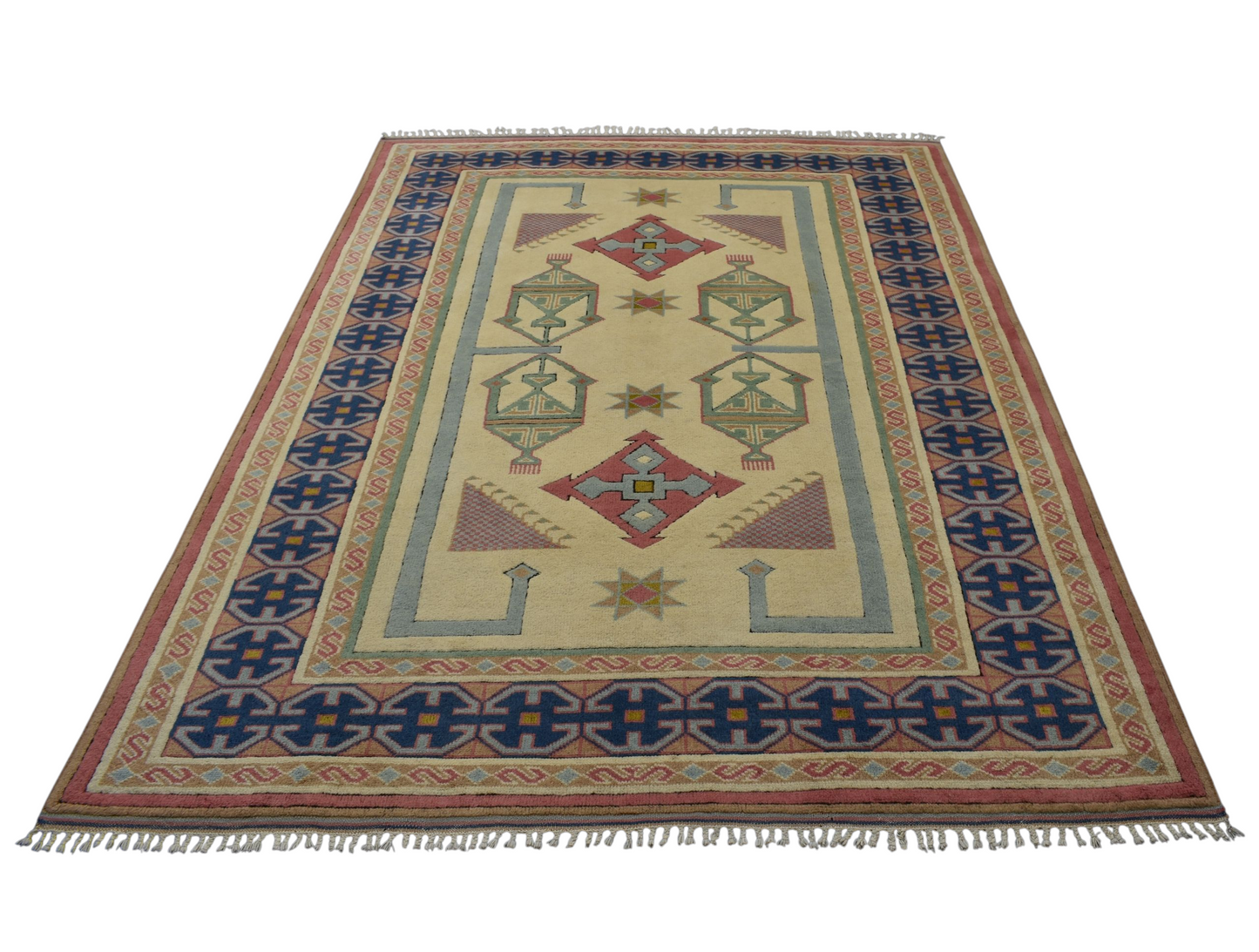 Kilim Antik El Dokuma Oygulu İzmir Antik Yörük Yün Salon Halısı 0612 - Yeni - Çok Renkli