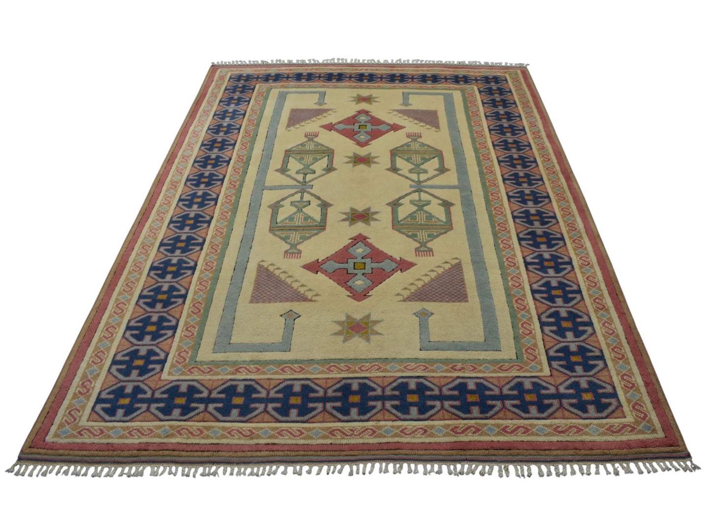 Kilim Antik El Dokuma Oygulu İzmir Antik Yörük Yün Salon Halısı 0612 - Yeni - Çok Renkli