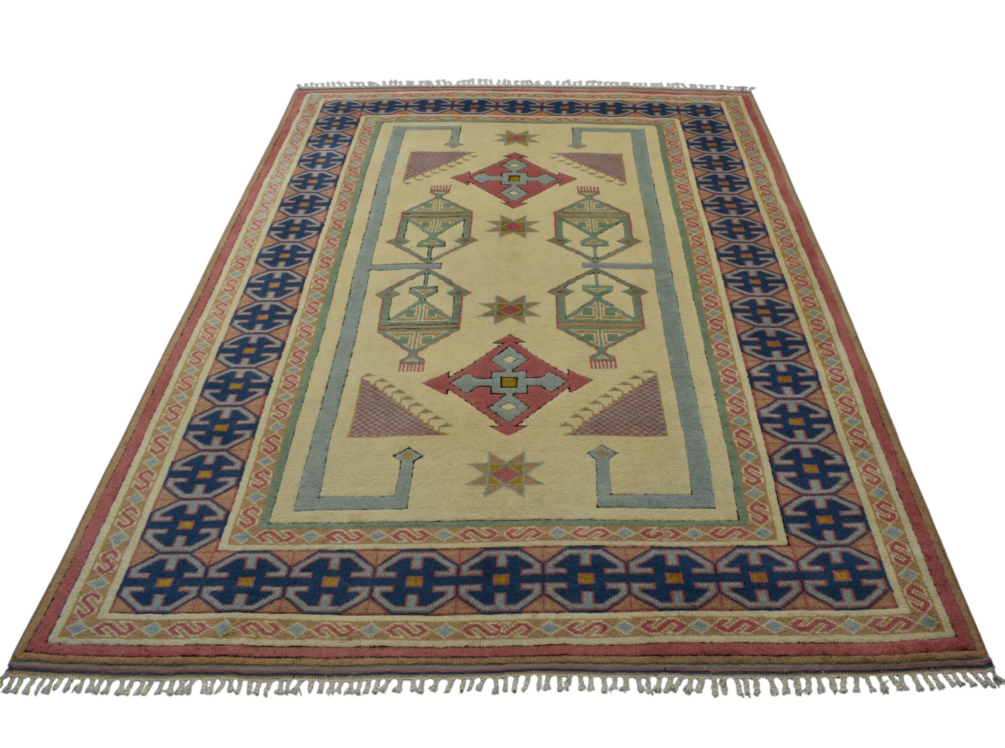 Kilim Antik El Dokuma Oygulu İzmir Antik Yörük Yün Salon Halısı 0612 - Yeni - Çok Renkli