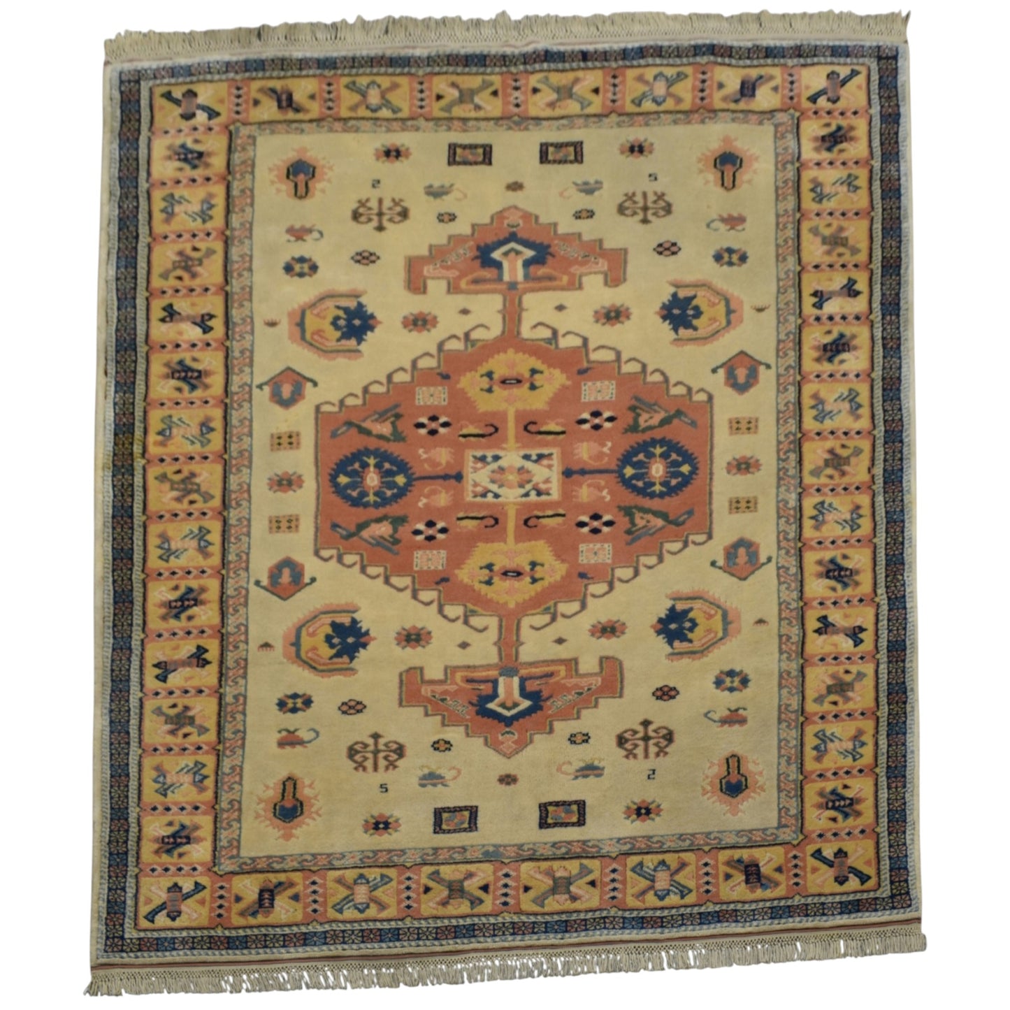 Kilim Antik El Dokuma Kirman Oygulu Balıkesir Antik Yörük Yün Halı 0619 - Yeni - Çok Renkli