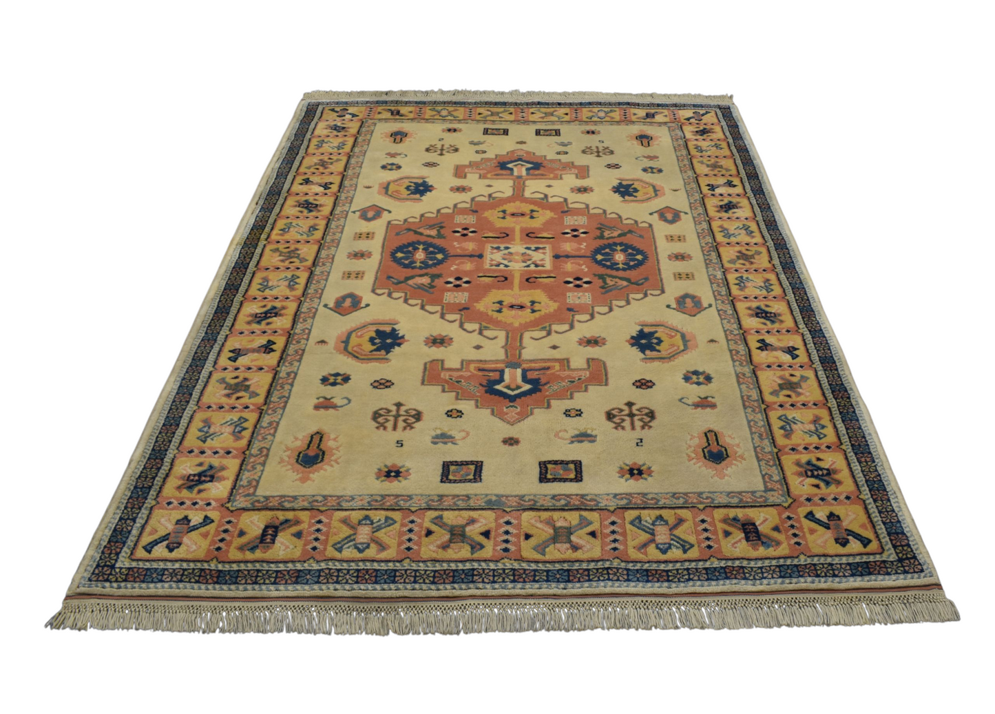 Kilim Antik El Dokuma Kirman Oygulu Balıkesir Antik Yörük Yün Halı 0619 - Yeni - Çok Renkli