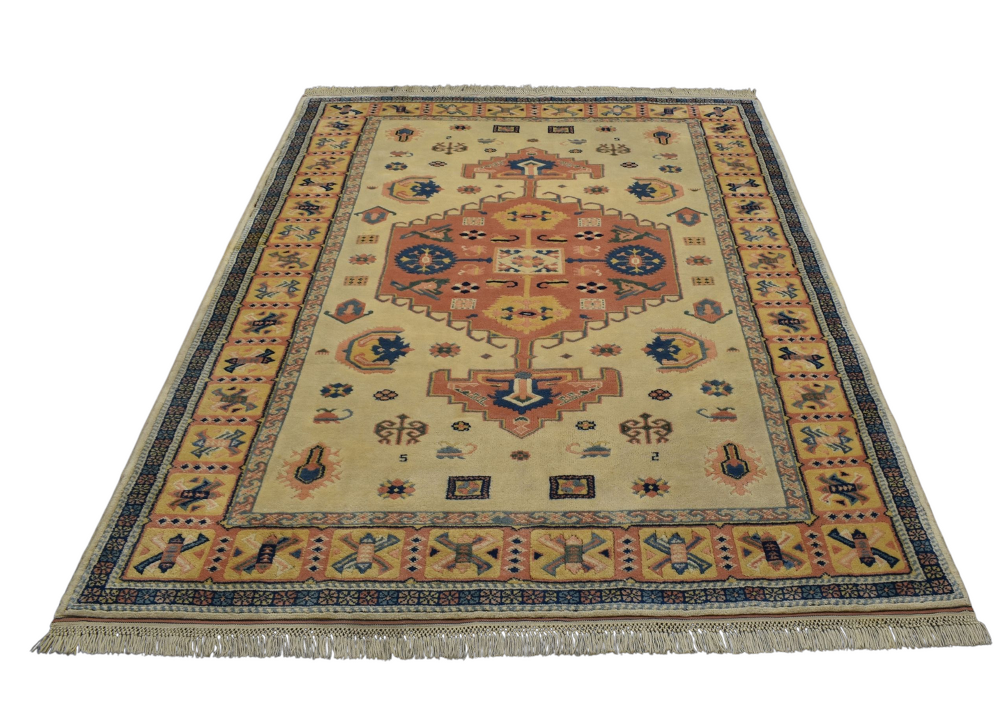 Kilim Antik El Dokuma Kirman Oygulu Balıkesir Antik Yörük Yün Halı 0619 - Yeni - Çok Renkli