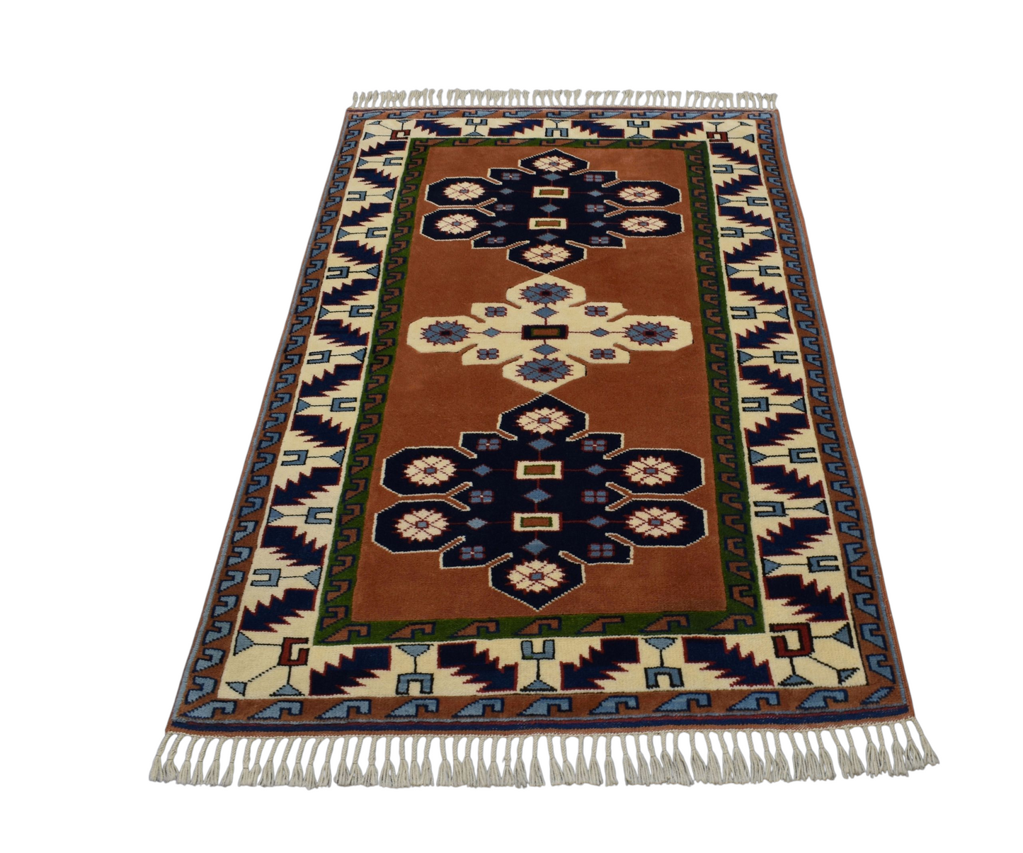Kilim Antik El Dokuma Kirman Balıkesir Antik Yörük Yün Halı 0628 - Yeni - Çok Renkli