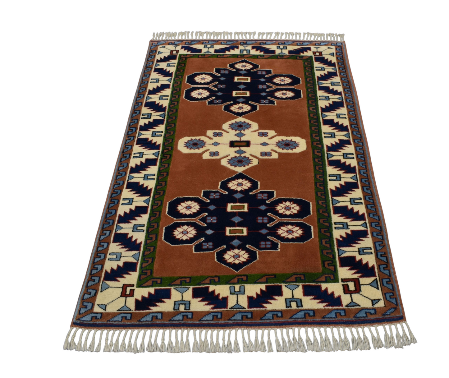 Kilim Antik El Dokuma Kirman Balıkesir Antik Yörük Yün Halı 0628 - Yeni - Çok Renkli