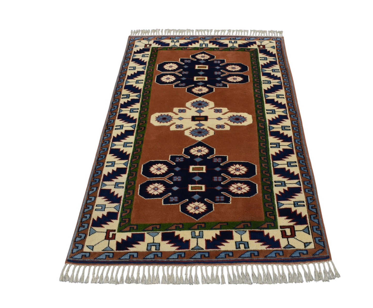 Kilim Antik El Dokuma Kirman Balıkesir Antik Yörük Yün Halı 0628 - Yeni - Çok Renkli
