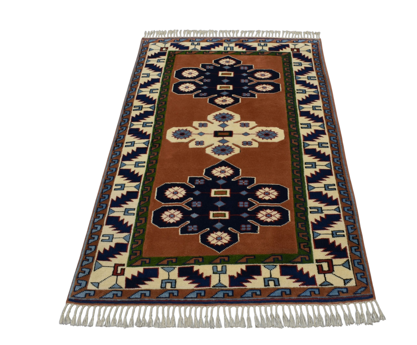 Kilim Antik El Dokuma Kirman Balıkesir Antik Yörük Yün Halı 0628 - Yeni - Çok Renkli