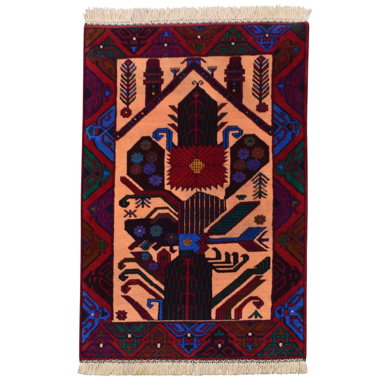 Kilim Antik El Dokuma Seccade Namazlık İran Acem Yün Halı 0633 - Yeni - Çok Renkli