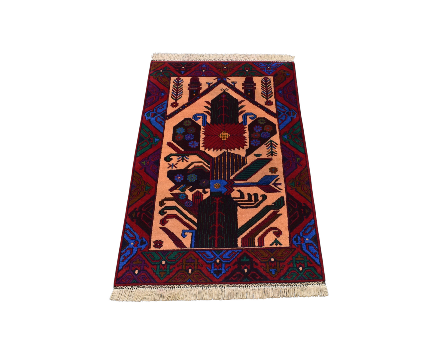 Kilim Antik El Dokuma Seccade Namazlık İran Acem Yün Halı 0633 - Yeni - Çok Renkli
