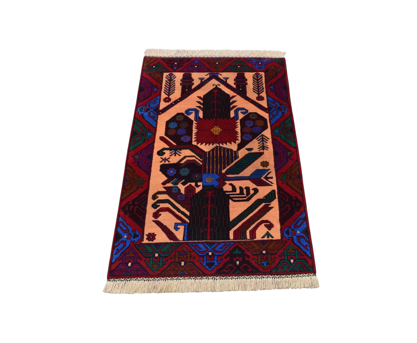 Kilim Antik El Dokuma Seccade Namazlık İran Acem Yün Halı 0633 - Yeni - Çok Renkli