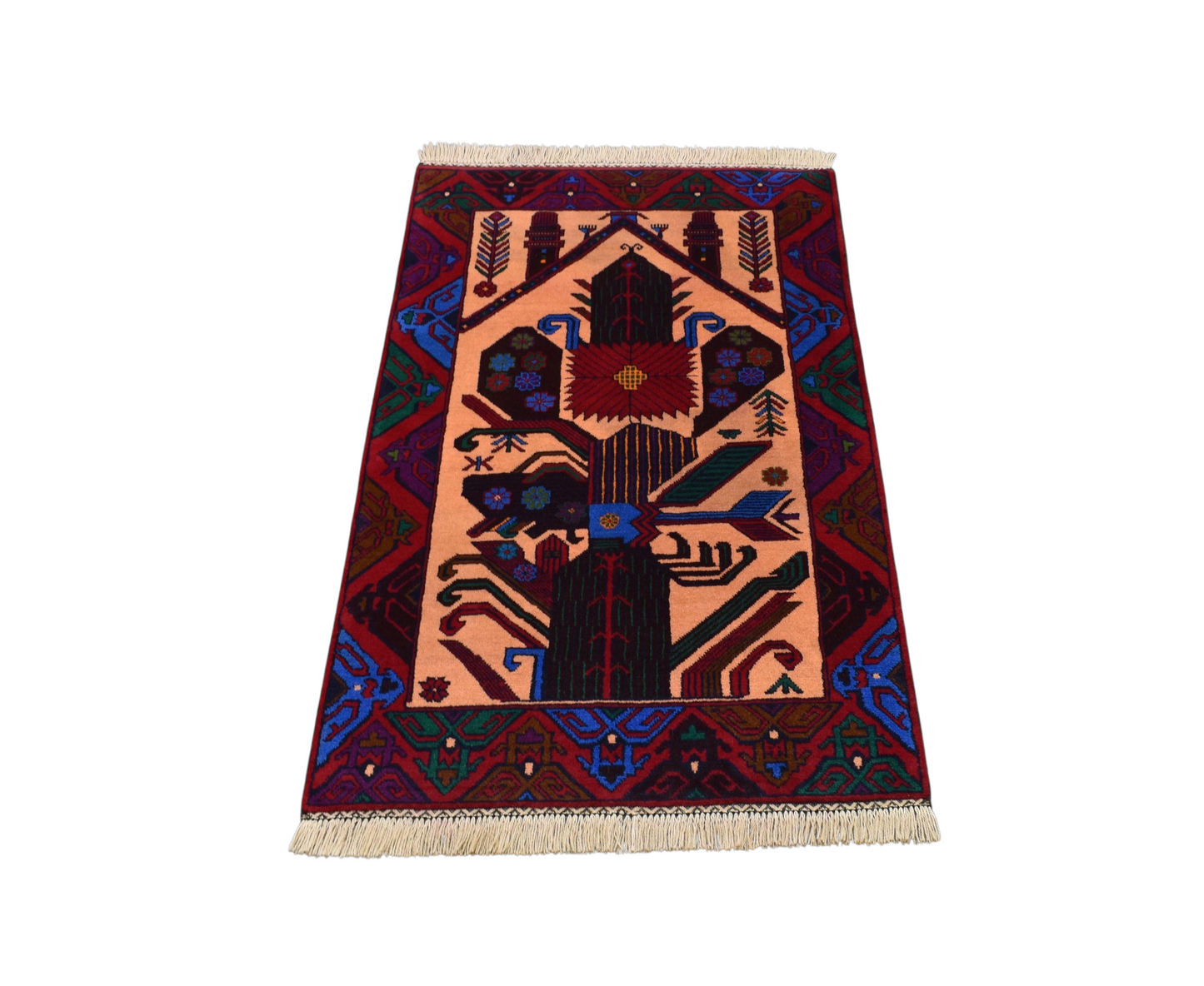 Kilim Antik El Dokuma Seccade Namazlık İran Acem Yün Halı 0633 - Yeni - Çok Renkli