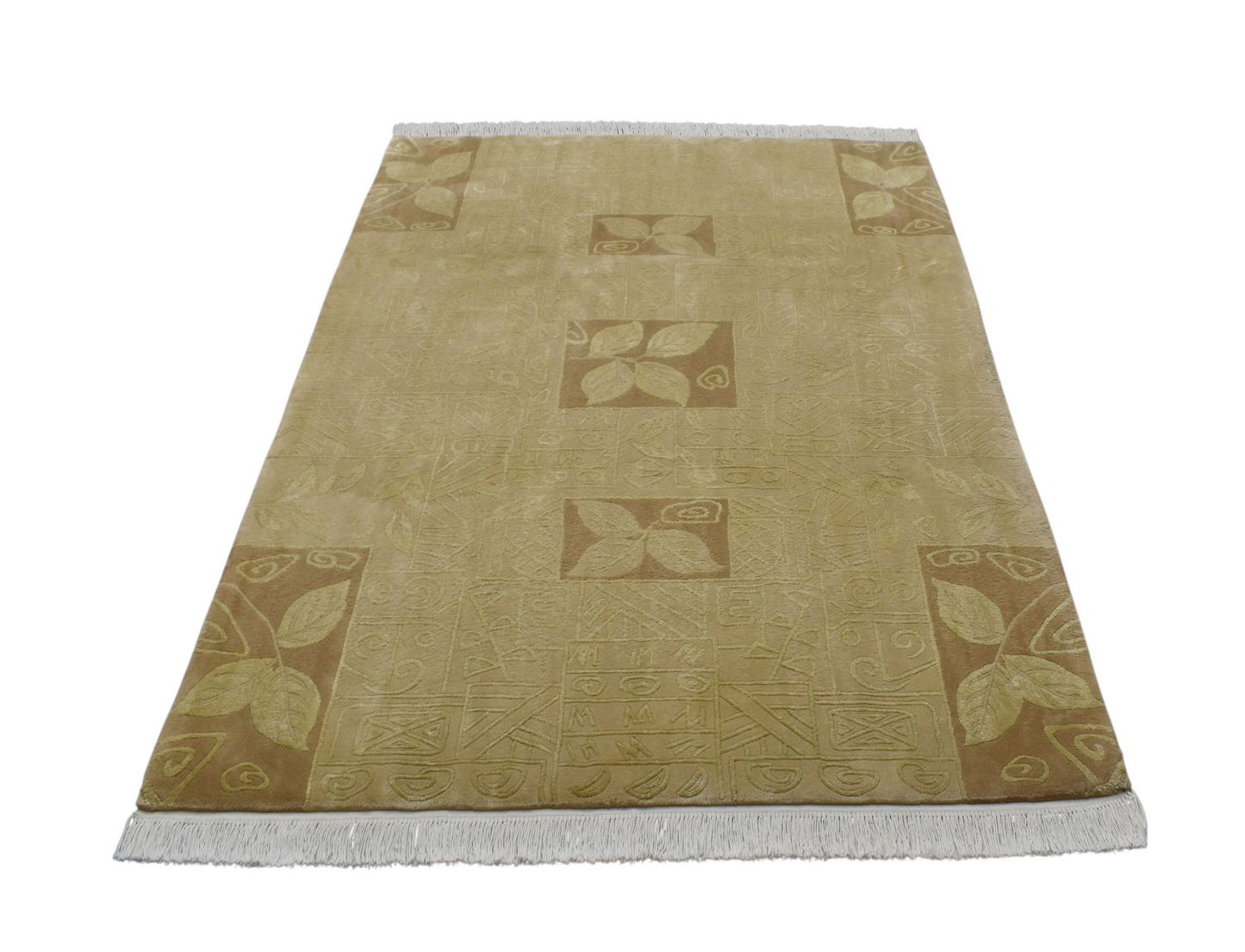 Kilim Antik 4m2 El Dokuma Kabartmalı Çin Yün Salon Halısı 0645 - Yeni - Bej