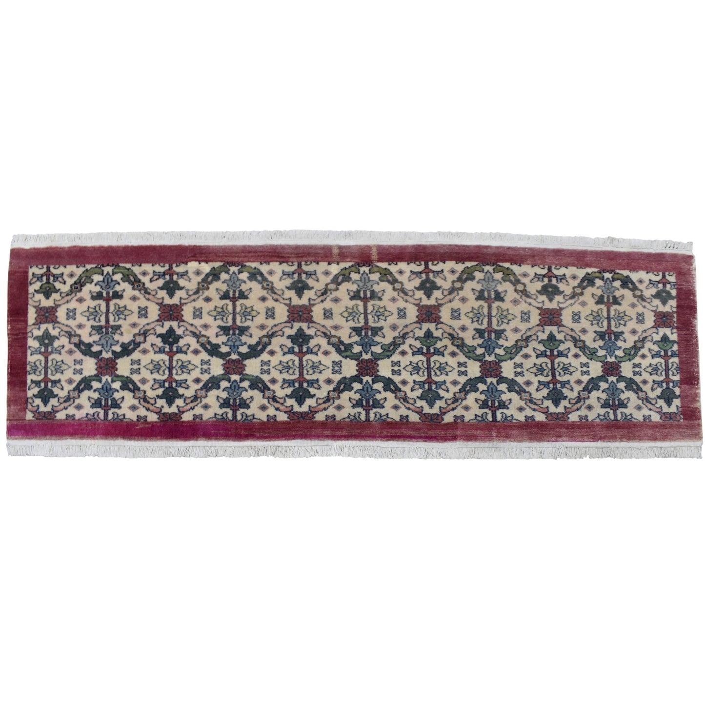 Kilim Antik El Dokuma Eskitme Pastel Çiçekli Yolluk Yün Halı 0647 - Vintage - Çok Renkli