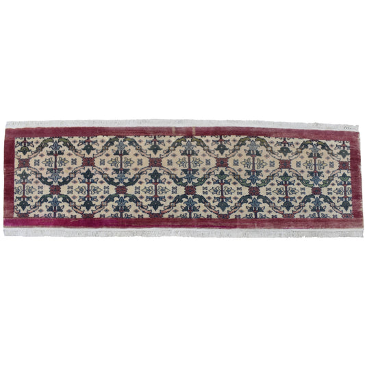Kilim Antik El Dokuma Eskitme Pastel Çiçekli Yolluk Yün Halı 0647 - Vintage - Çok Renkli