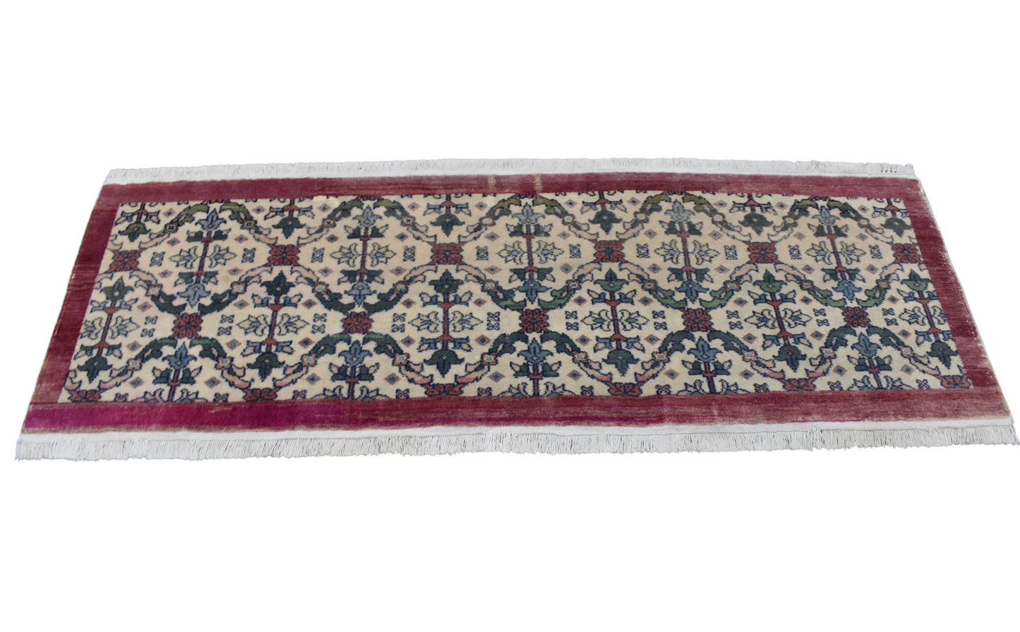 Kilim Antik El Dokuma Eskitme Pastel Çiçekli Yolluk Yün Halı 0647 - Vintage - Çok Renkli