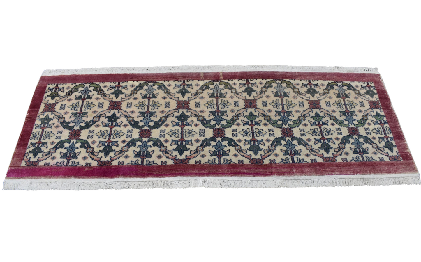 Kilim Antik El Dokuma Eskitme Pastel Çiçekli Yolluk Yün Halı 0647 - Vintage - Çok Renkli