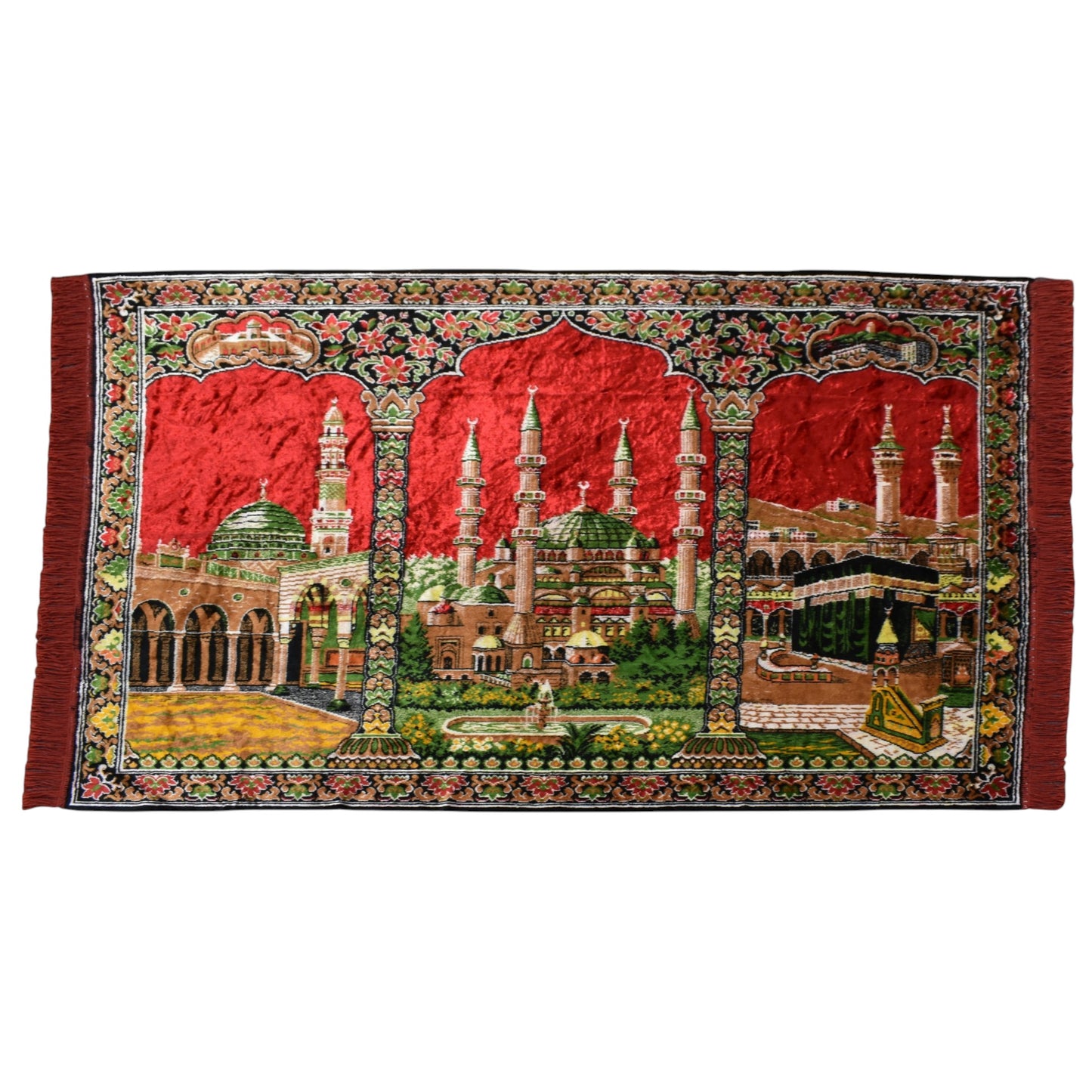 Kilim Antik Manzara Kutsal Belde Tasvirli Camili Duvar Halısı 0649 - Yeni - Kırmızı