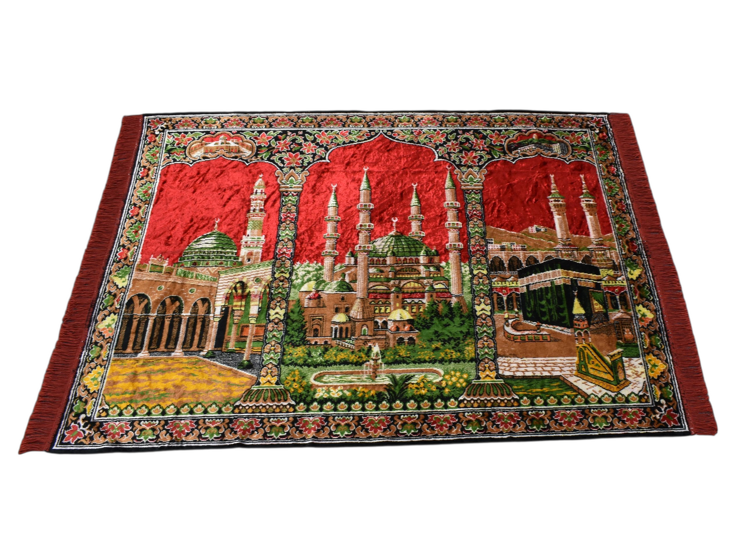 Kilim Antik Manzara Kutsal Belde Tasvirli Camili Duvar Halısı 0649 - Yeni - Kırmızı