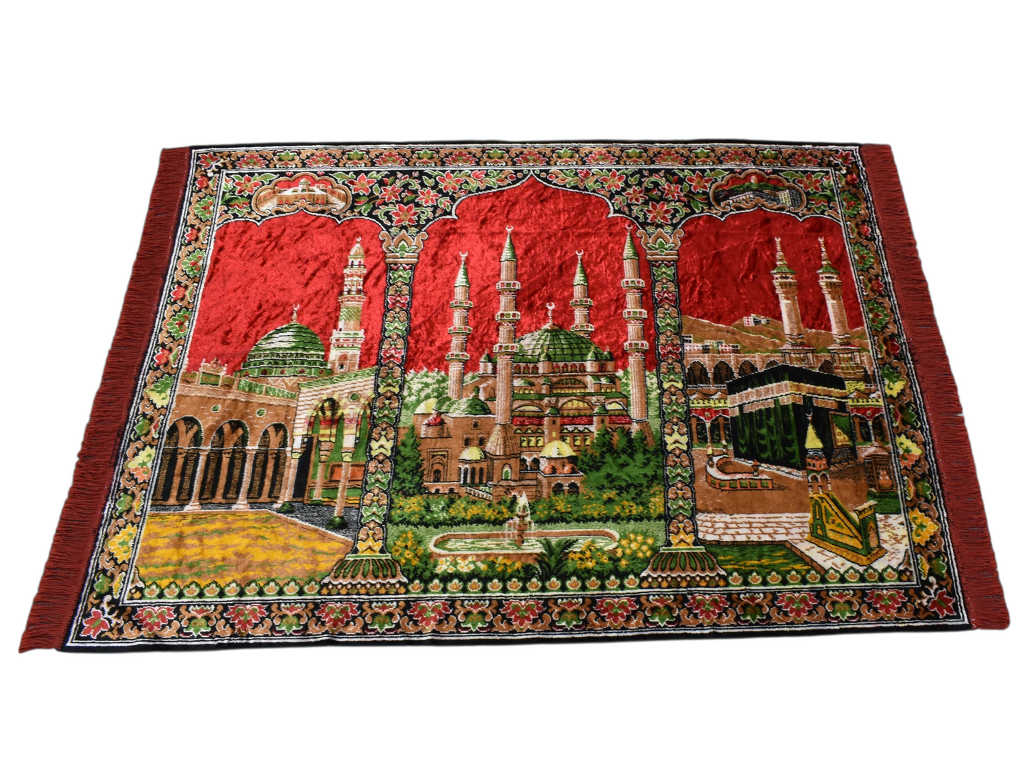 Kilim Antik Manzara Kutsal Belde Tasvirli Camili Duvar Halısı 0649 - Yeni - Kırmızı