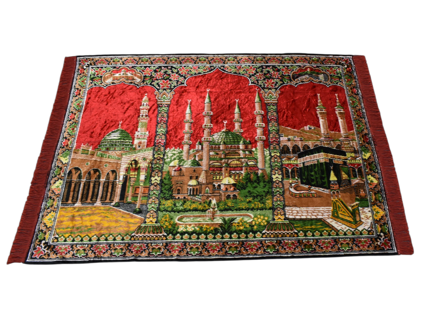 Kilim Antik Manzara Kutsal Belde Tasvirli Camili Duvar Halısı 0649 - Yeni - Kırmızı