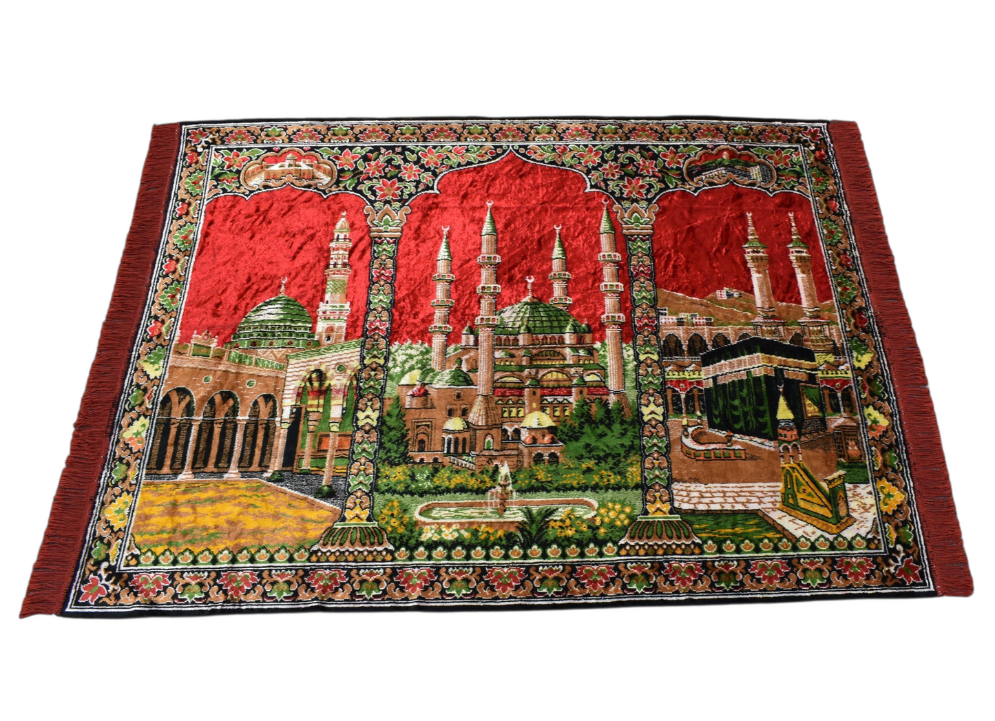 Kilim Antik Manzara Kutsal Belde Tasvirli Camili Duvar Halısı 0649 - Yeni - Kırmızı
