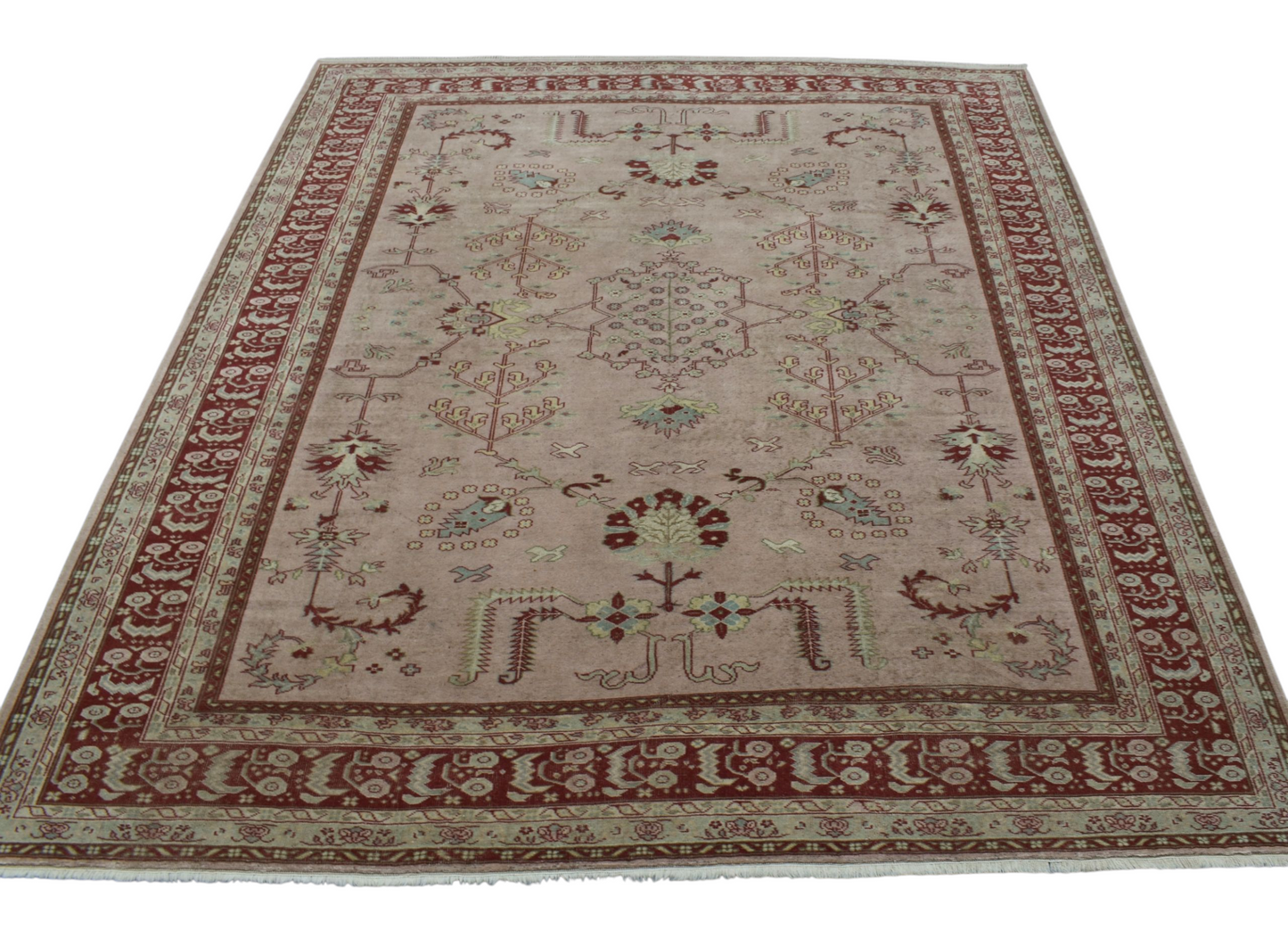 Kilim Antik El Dokuma 6m2 Eskitme Pastel Kula İzmir Yün Salon Halısı 0659 - Vintage - Çok Renkli