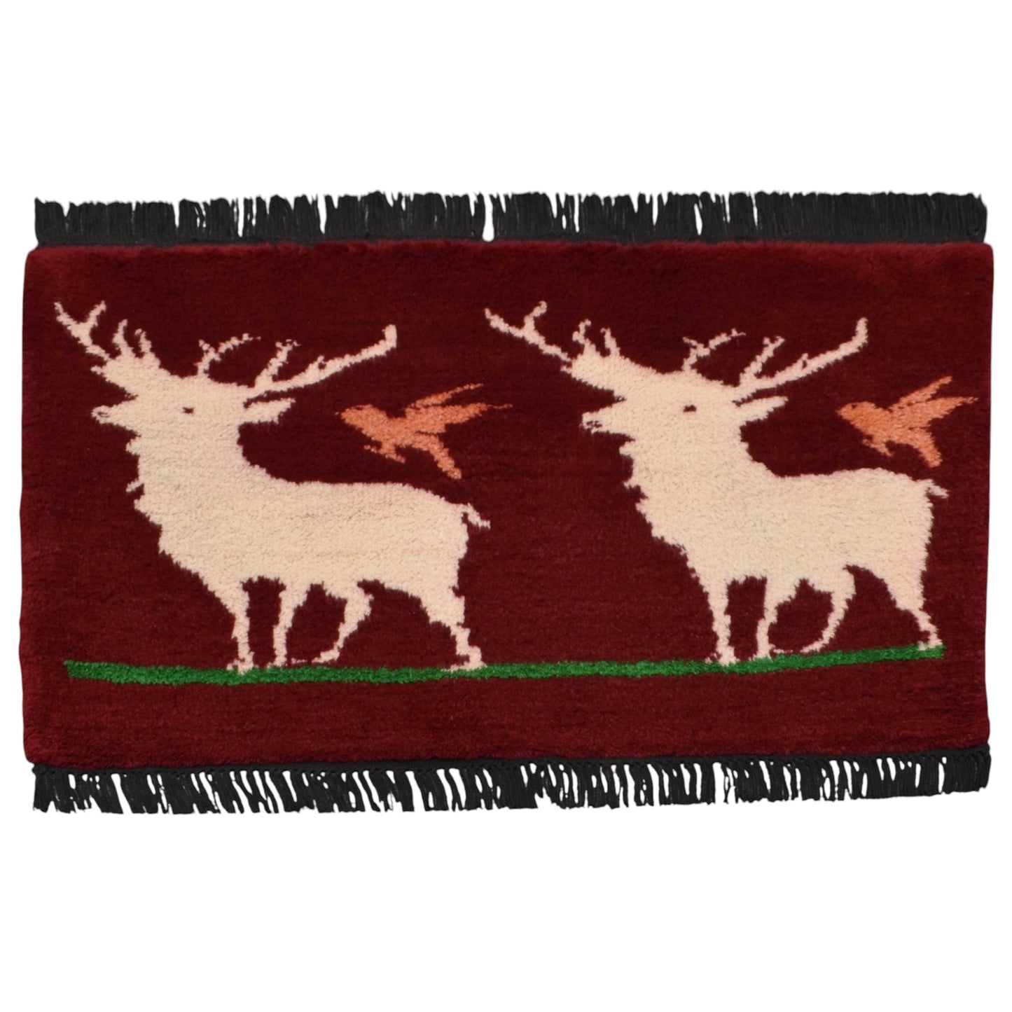 Kilim Antik El Dokuma Geyikli Kuşlu Yün Tülü Duvar Halısı 0661 - Yeni - Çok Renkli