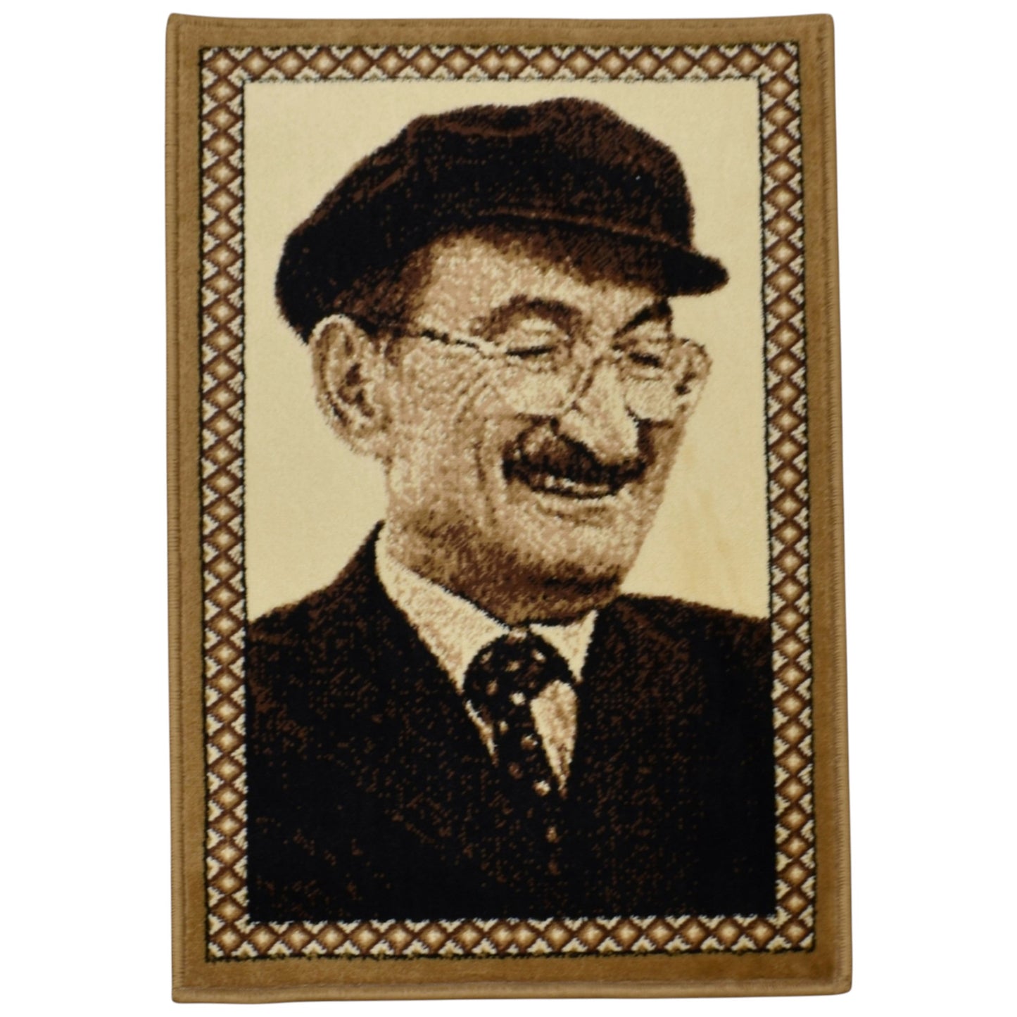 Kilim Antik Merhum Bülent Ecevit Tasvirli Portre Duvar Halısı 0666 - Yeni - Çok Renkli