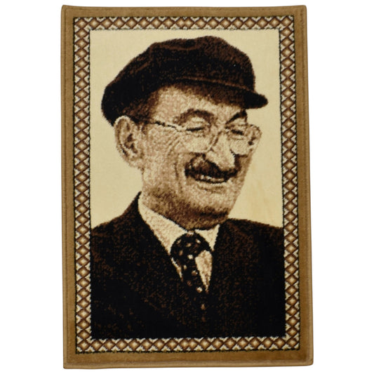 Kilim Antik Merhum Bülent Ecevit Tasvirli Portre Duvar Halısı 0666 - Yeni - Çok Renkli