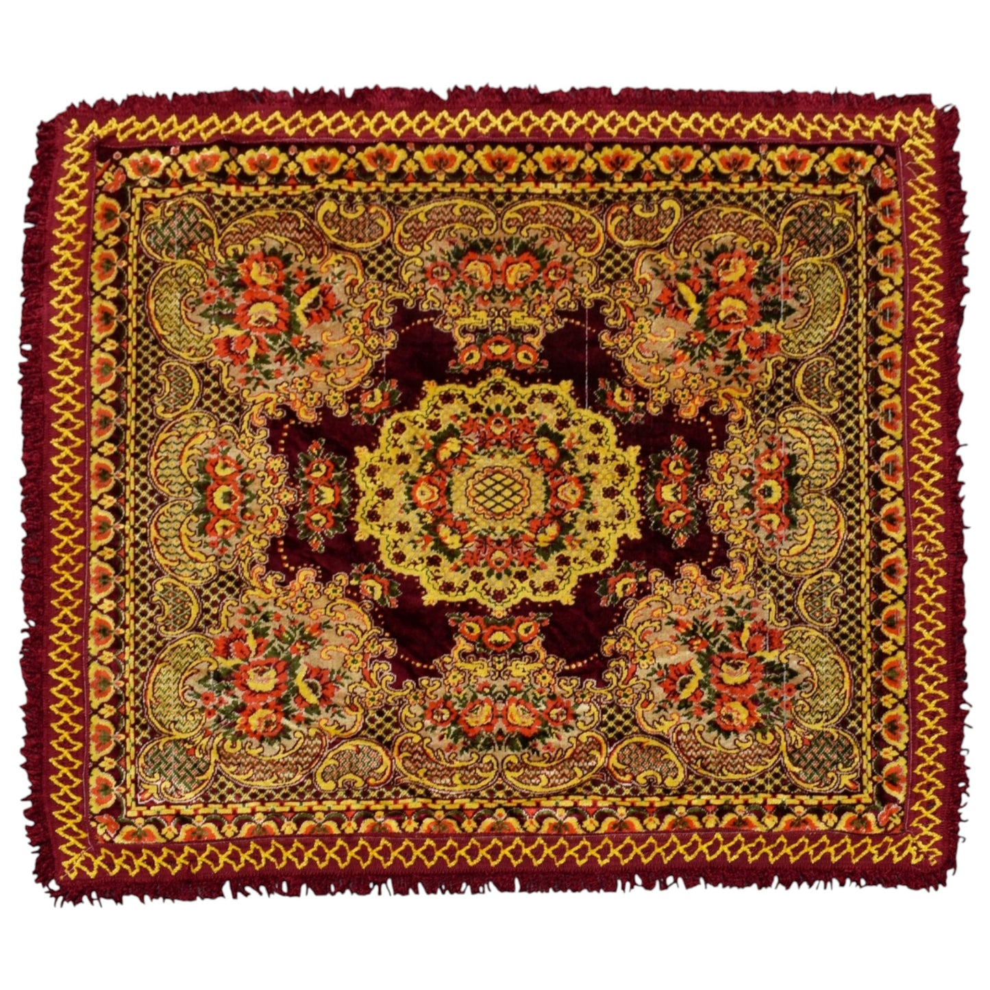 Kilim Antik Oygulu Masa Yatak Örtüsü Kare Duvar Halısı 0673 - Yeni - Çok Renkli