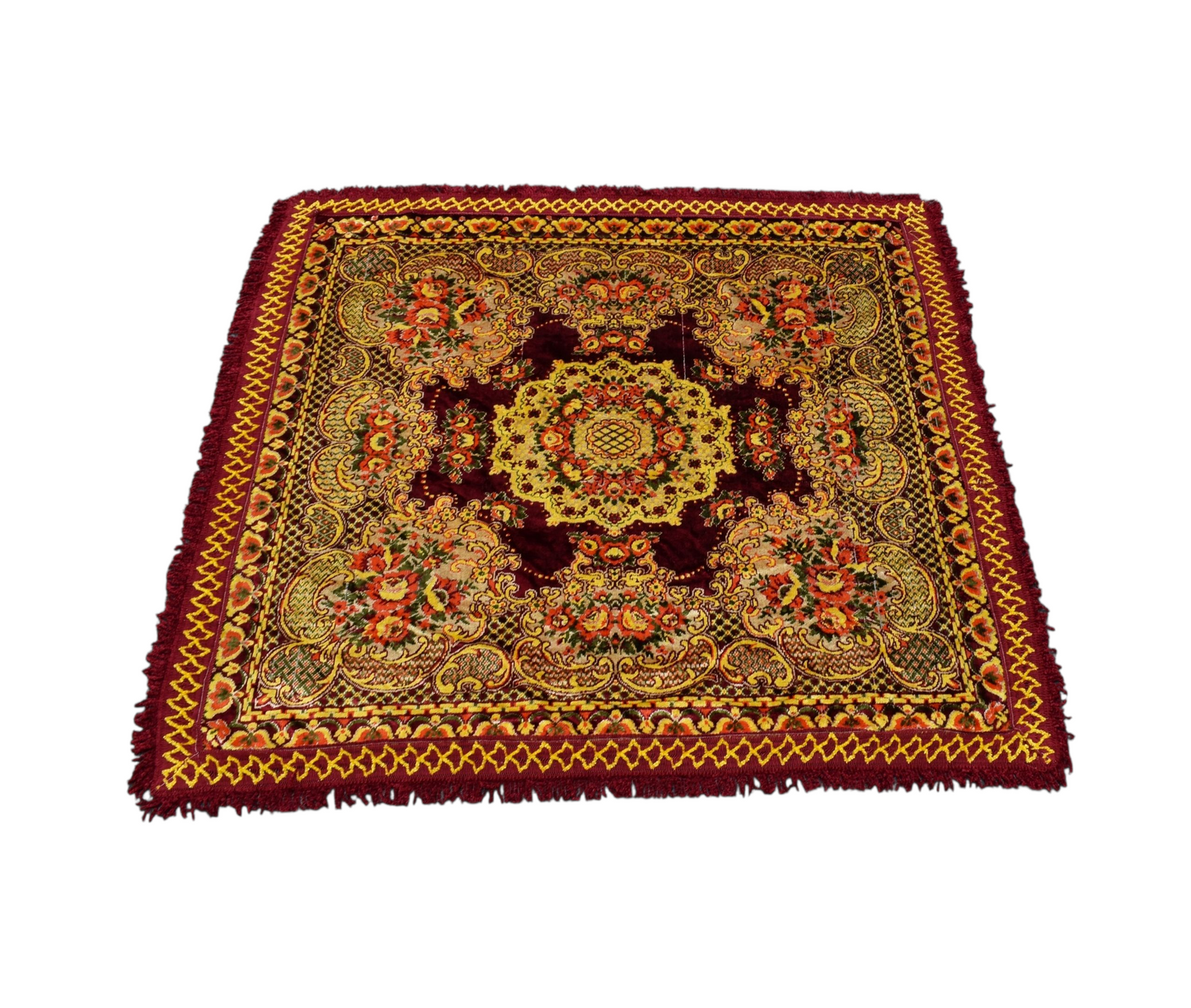 Kilim Antik Oygulu Masa Yatak Örtüsü Kare Duvar Halısı 0673 - Yeni - Çok Renkli