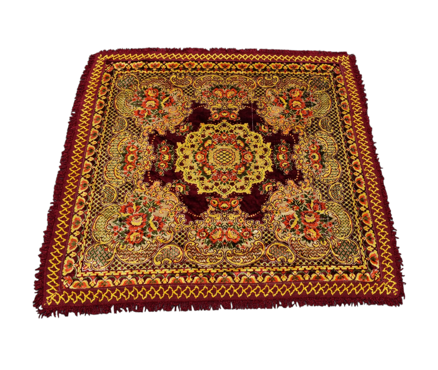Kilim Antik Oygulu Masa Yatak Örtüsü Kare Duvar Halısı 0673 - Yeni - Çok Renkli