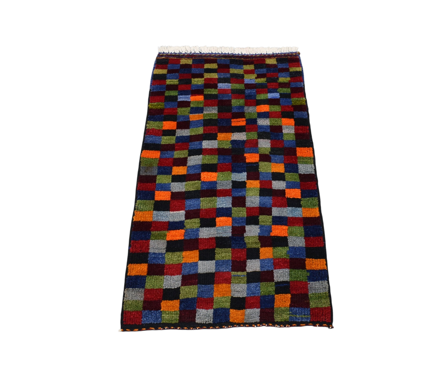 Kilim Antik El Dokuma Ekose Konya Yörük Yün Halı 0675 - Yeni - Çok Renkli