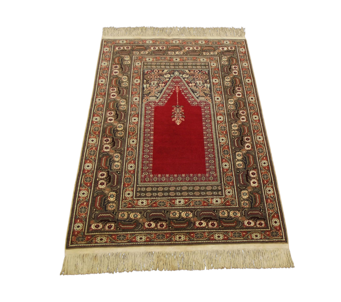 Kilim Antik El Dokuma İmalat Seccade Kayseri Yün Halı 0685 - Asırlık Antika - Çok Renkli