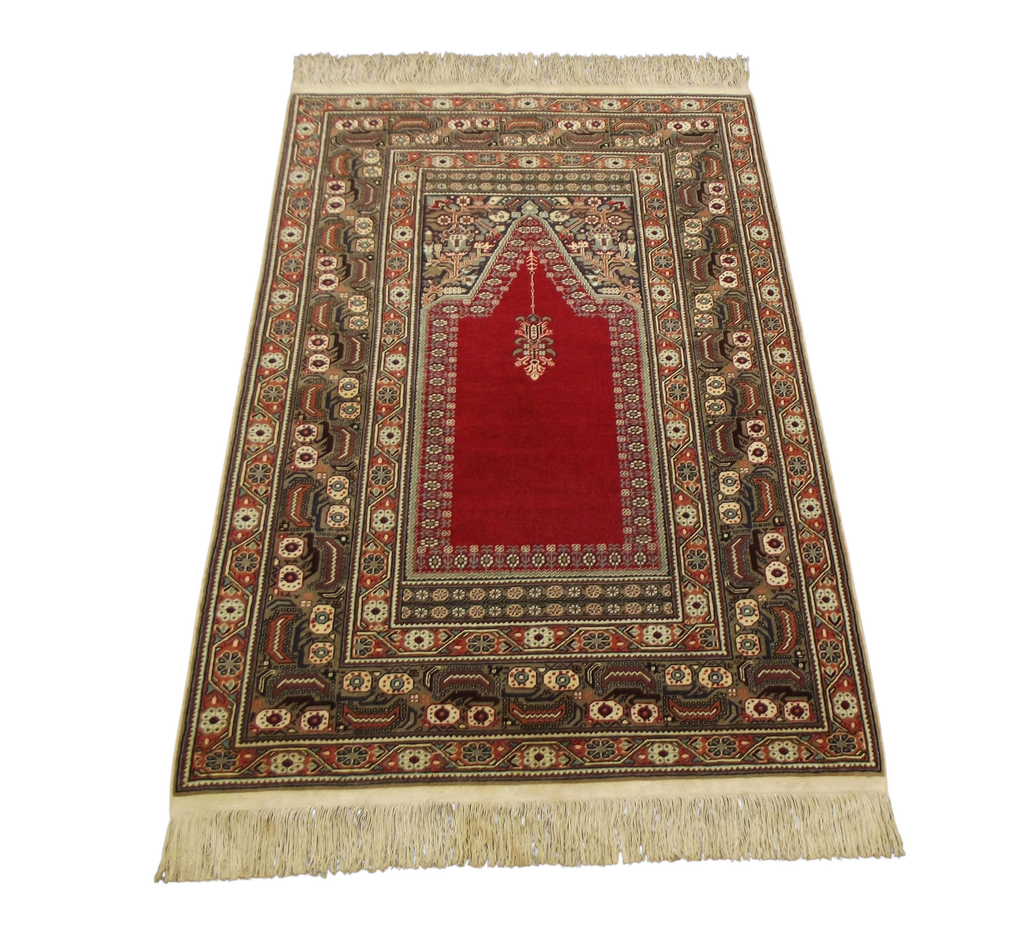 Kilim Antik El Dokuma İmalat Seccade Kayseri Yün Halı 0685 - Asırlık Antika - Çok Renkli