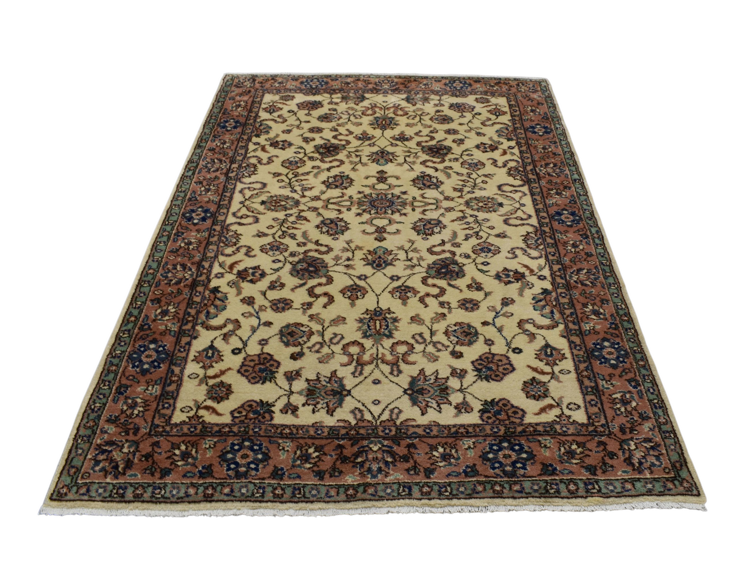 Kilim Antik El Dokuma 5m2 Serpme Dallı Çiçekli Uşak Yün Halı 0687 - Yeni - Çok Renkli