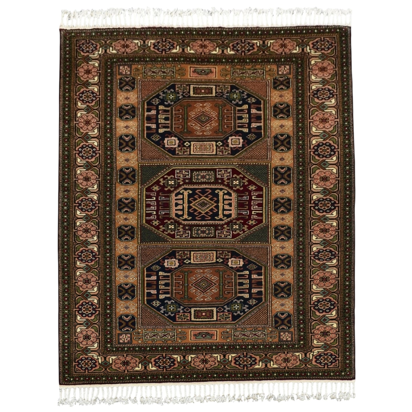 Kilim Antik El Dokuması Kareli Kazak Kayseri Yün Halı 0688 - Yeni - Çok Renkli