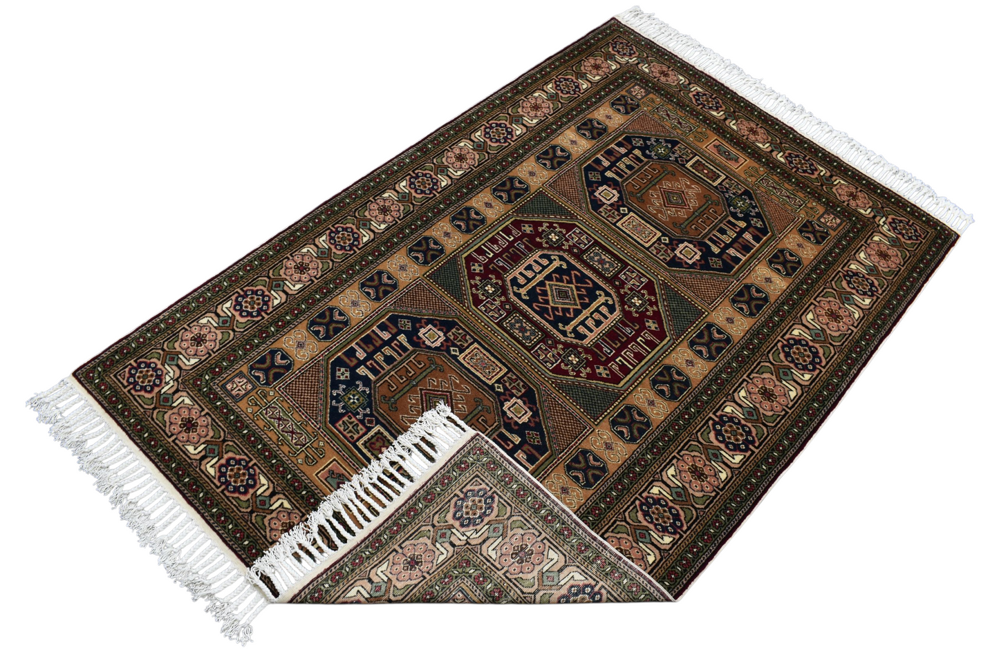 Kilim Antik El Dokuması Kareli Kazak Kayseri Yün Halı 0688 - Yeni - Çok Renkli