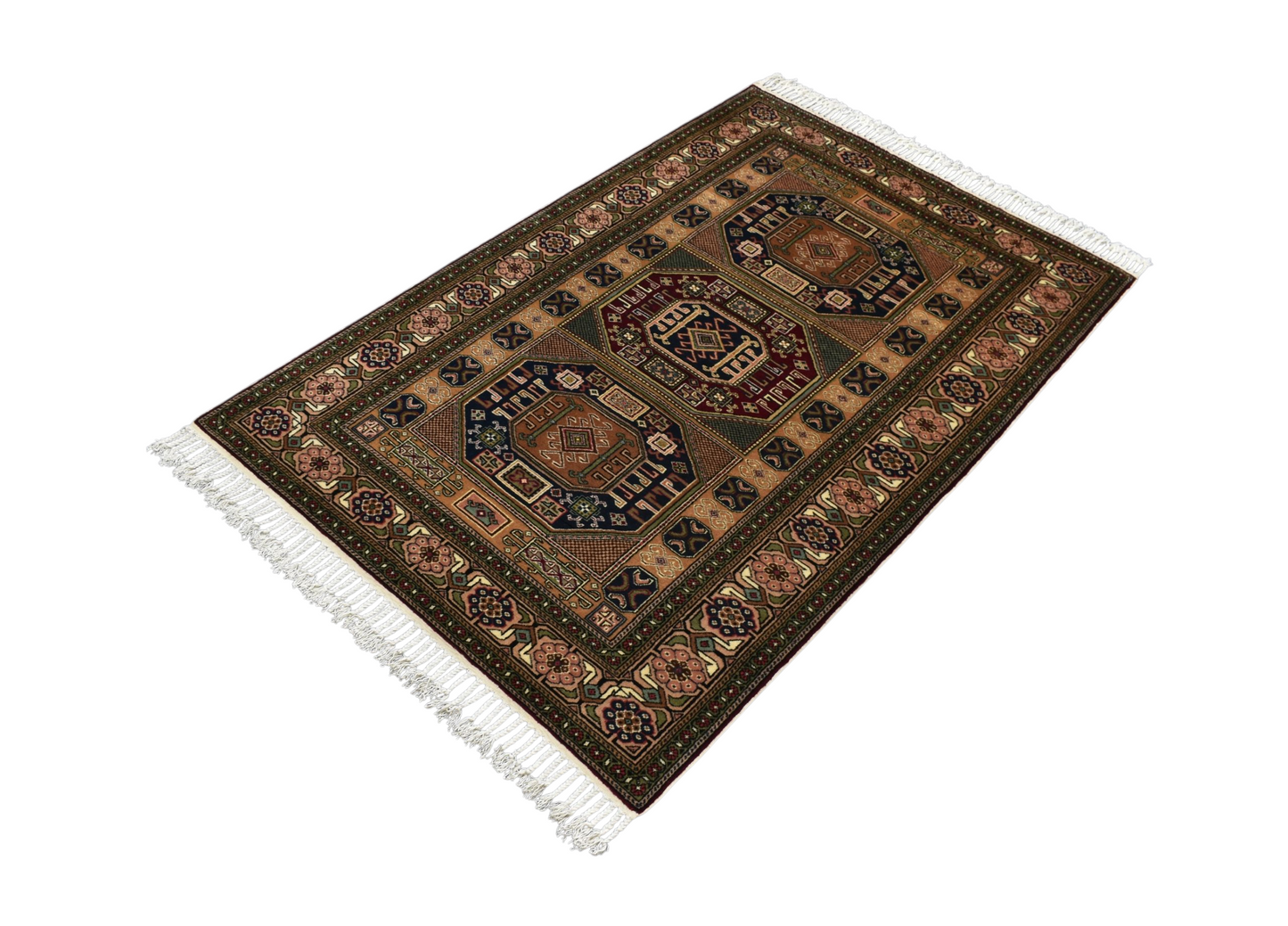 Kilim Antik El Dokuması Kareli Kazak Kayseri Yün Halı 0688 - Yeni - Çok Renkli