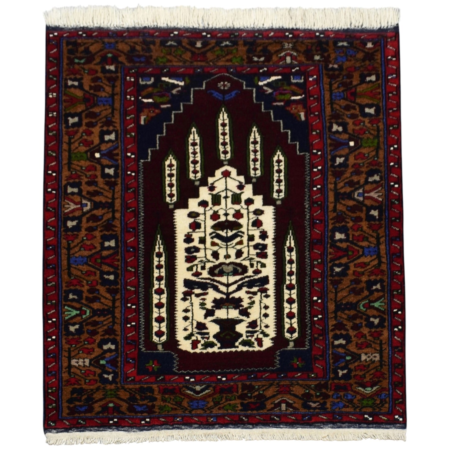 Kilim Antik El Dokuma Namazlık Seccade Kaldırım Yörükleri Yün Halı 0689 - Yeni - Çok Renkli