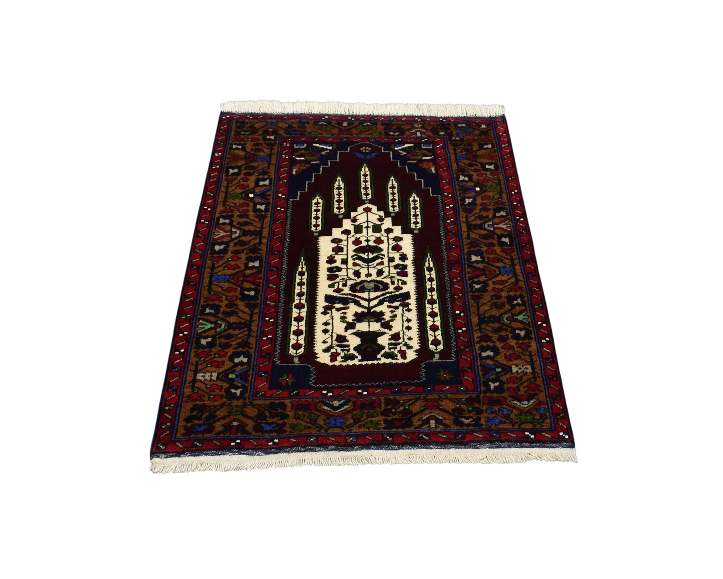 Kilim Antik El Dokuma Namazlık Seccade Kaldırım Yörükleri Yün Halı 0689 - Yeni - Çok Renkli
