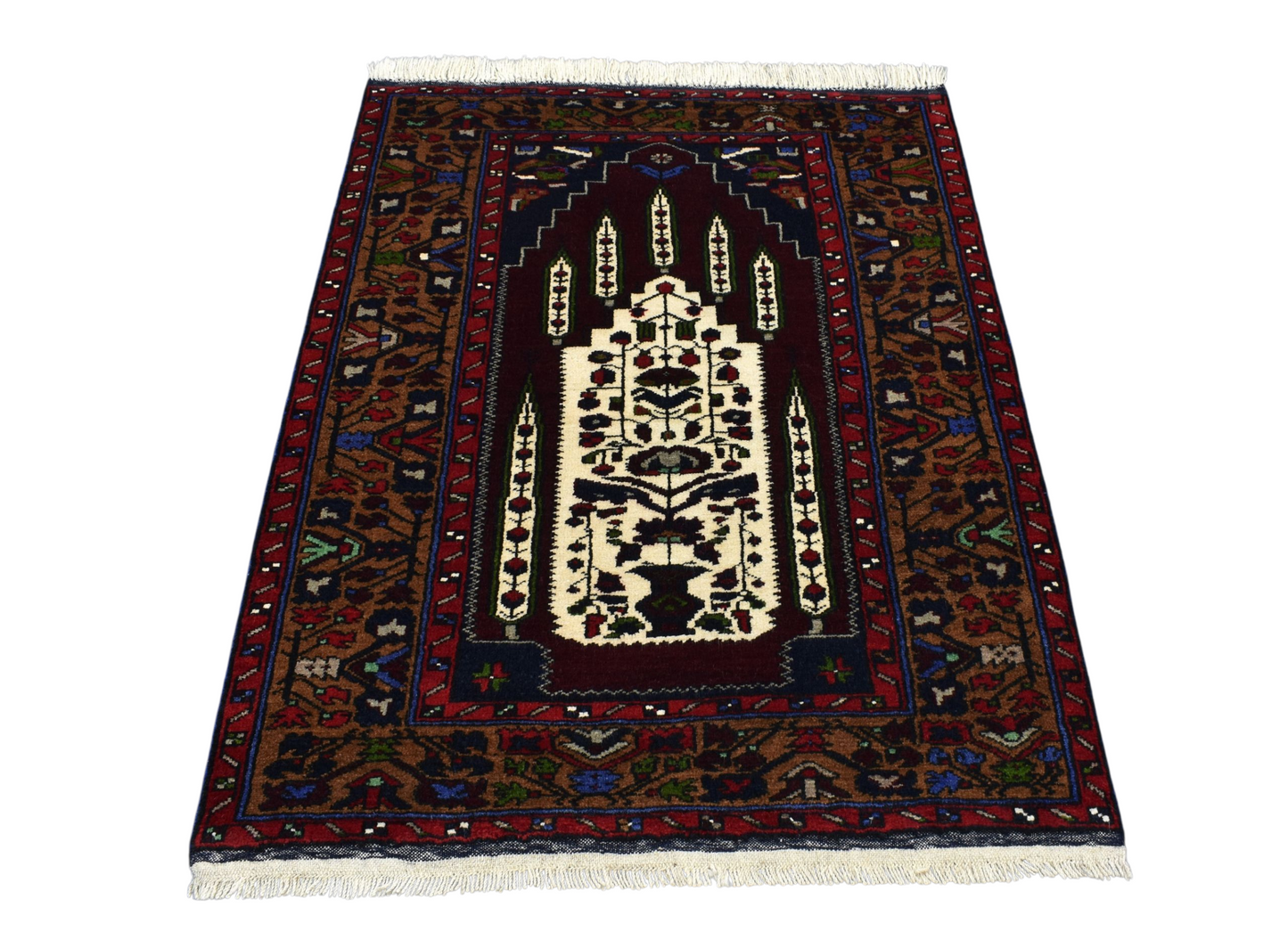 Kilim Antik El Dokuma Namazlık Seccade Kaldırım Yörükleri Yün Halı 0689 - Yeni - Çok Renkli