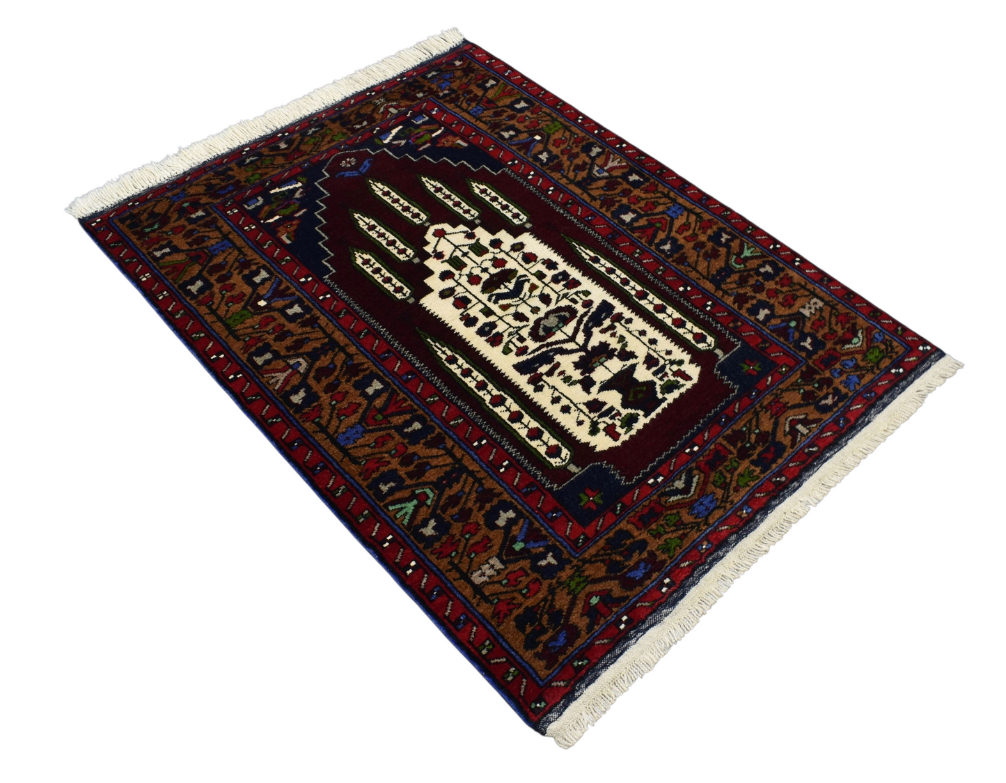 Kilim Antik El Dokuma Namazlık Seccade Kaldırım Yörükleri Yün Halı 0689 - Yeni - Çok Renkli
