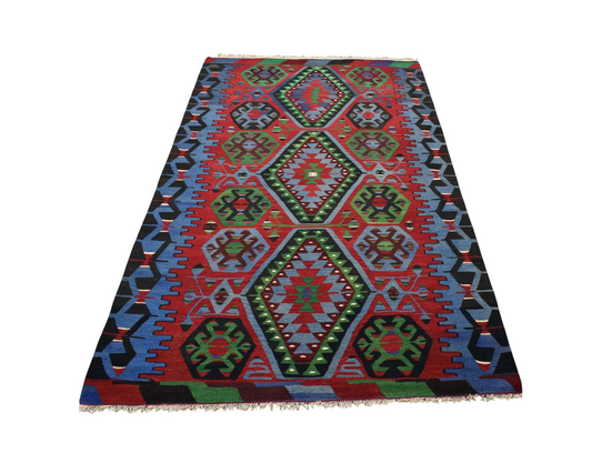 Kilim Antik El Dokuma Yün Denizli Pamukkale Yörük Kilimi 0068 - Yeni - Çok Renkli