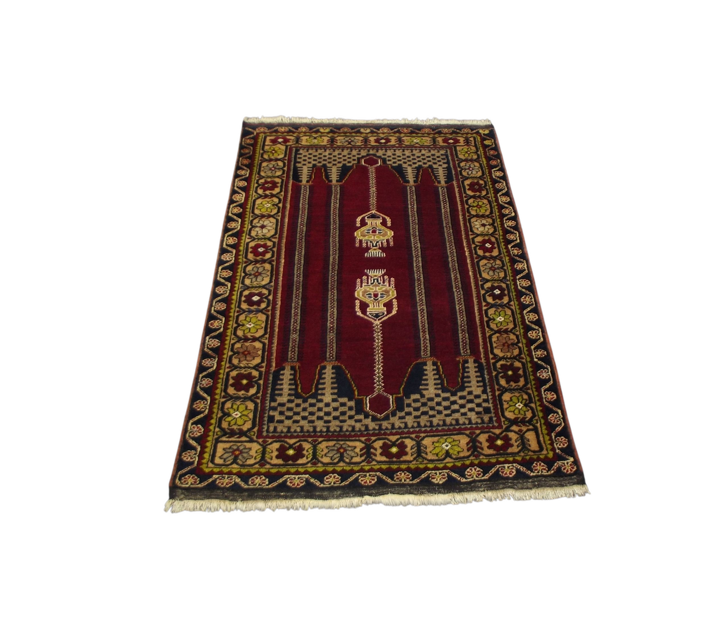 Kilim Antik El Dokuma Çifte Kandilli Kapadokya Yün Halı 0690 - Antika - Çok Renkli